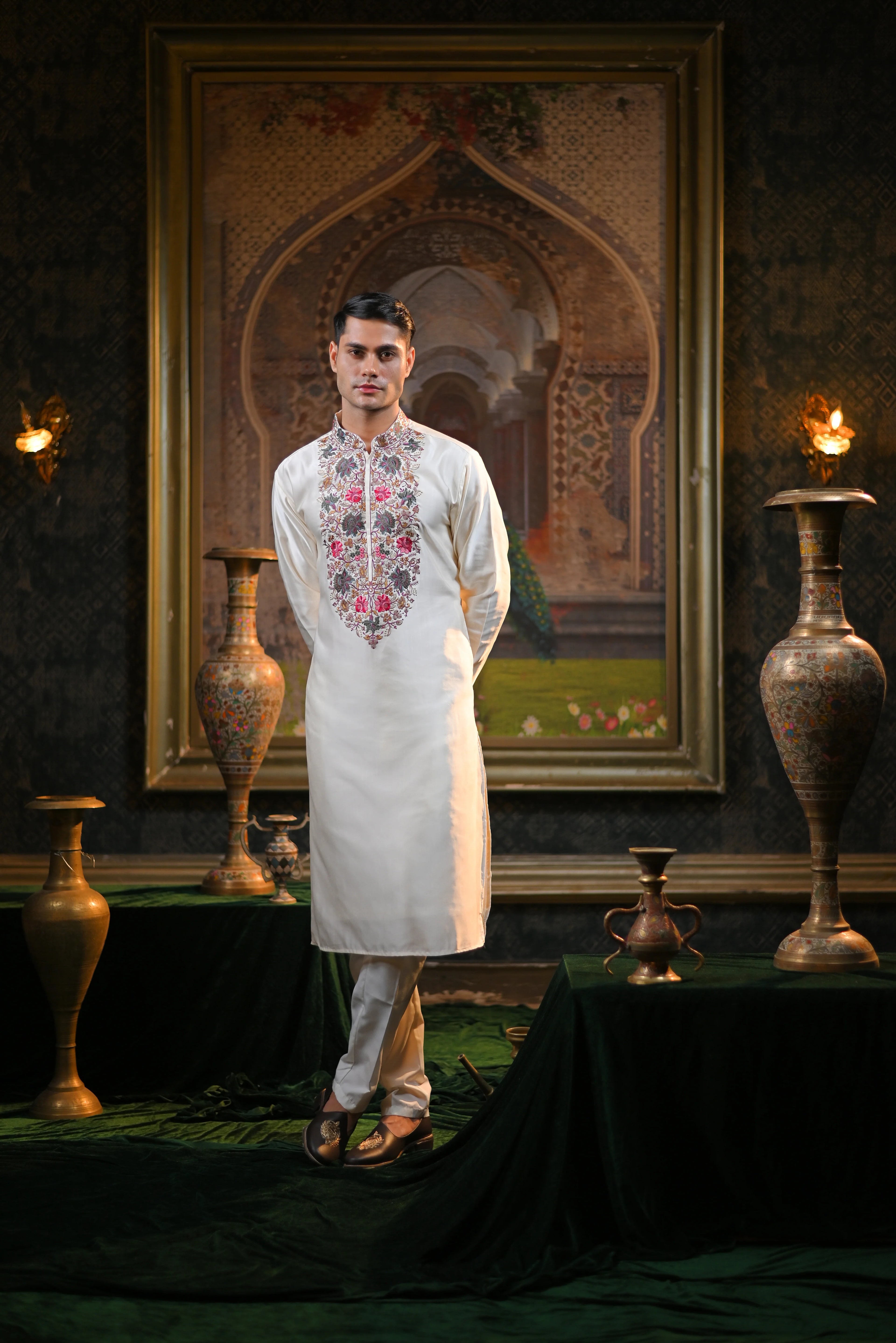 Luxe Wedding Off White Embroidery New Kurta Set