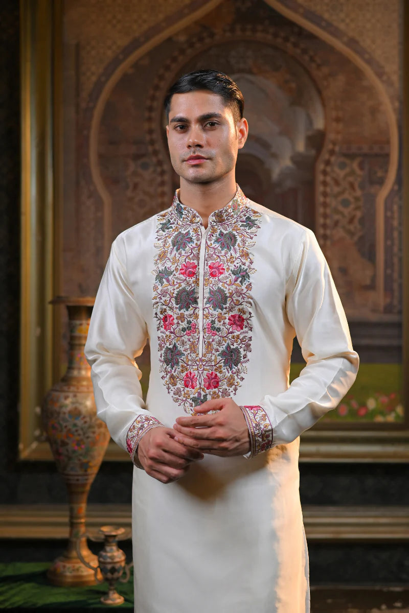 Luxe Wedding Off White Embroidery New Kurta Set
