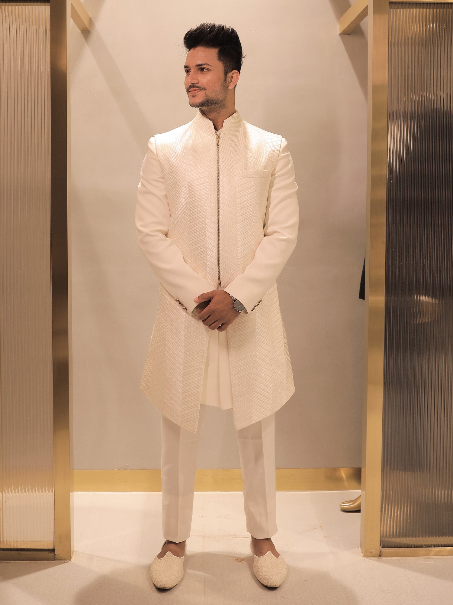 Arun Indo Off White Western Suit