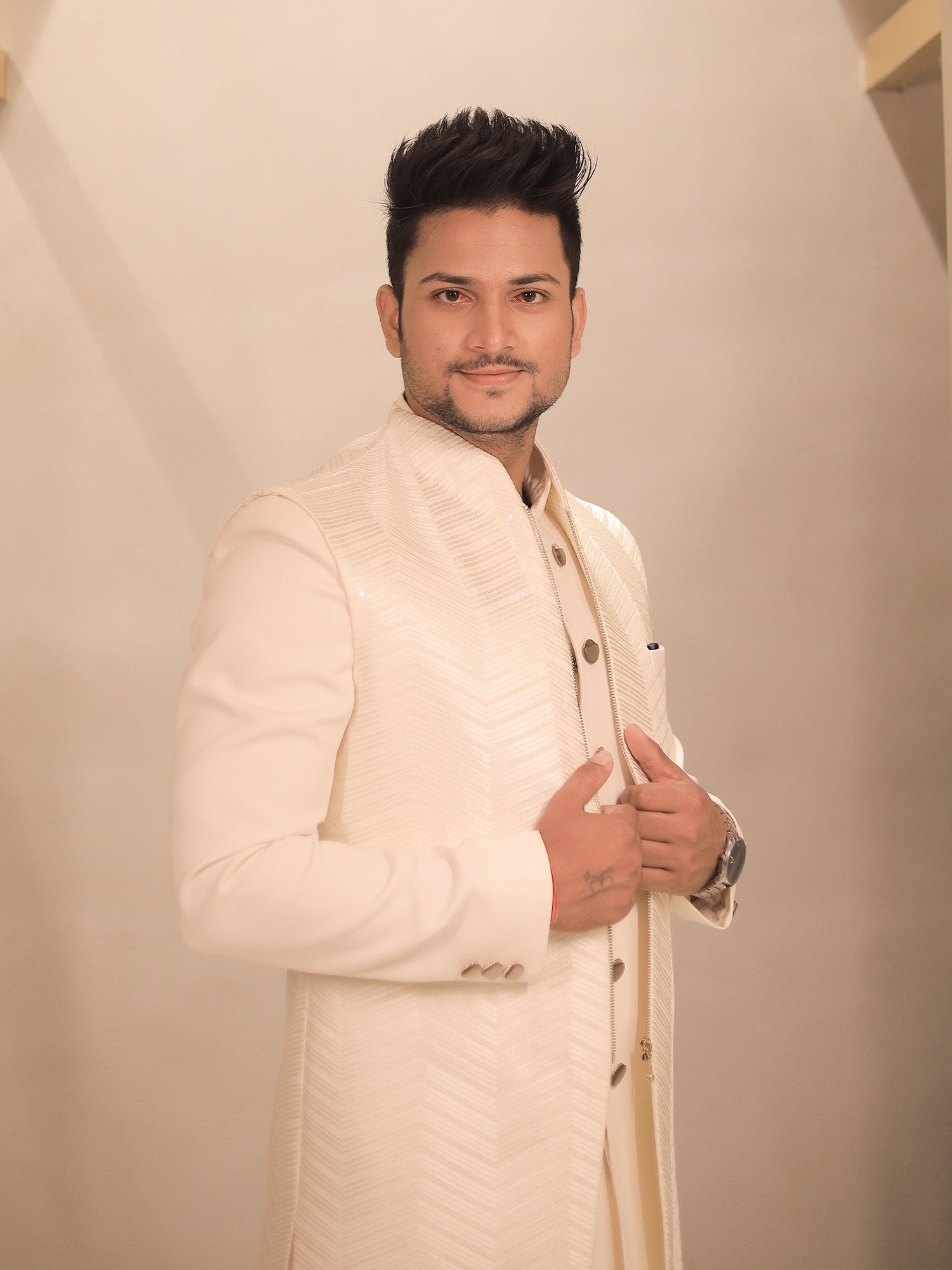 Arun Indo Off White Western Suit