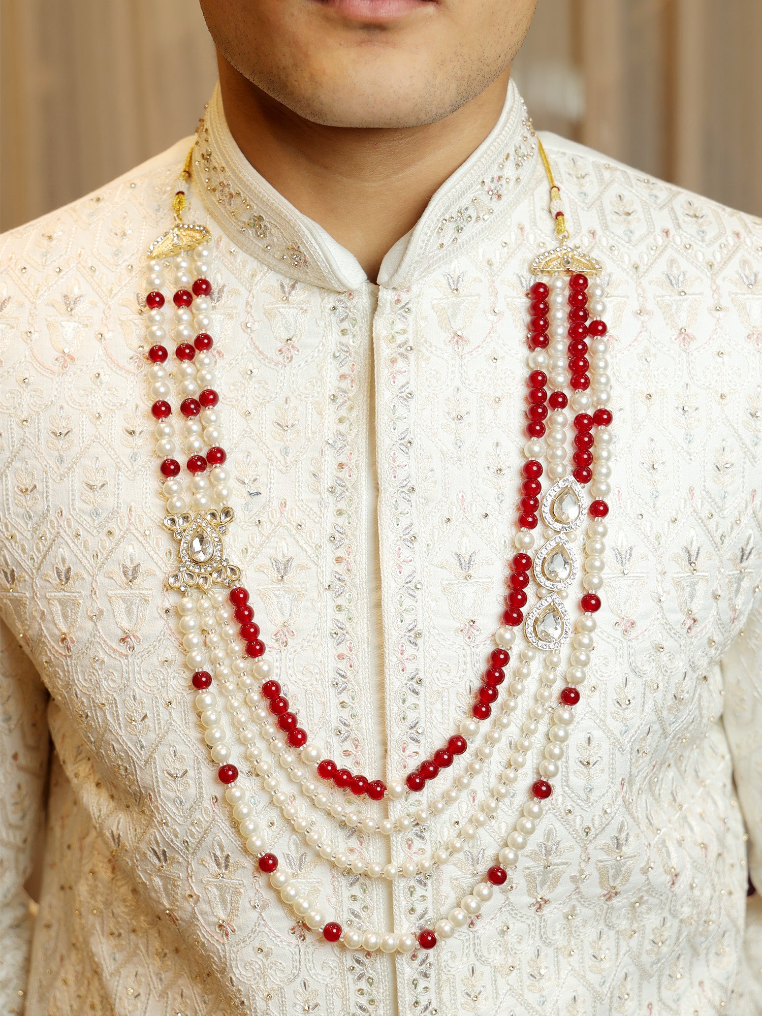 Crystalline Pearl Dance Mala with Ruby Highlights