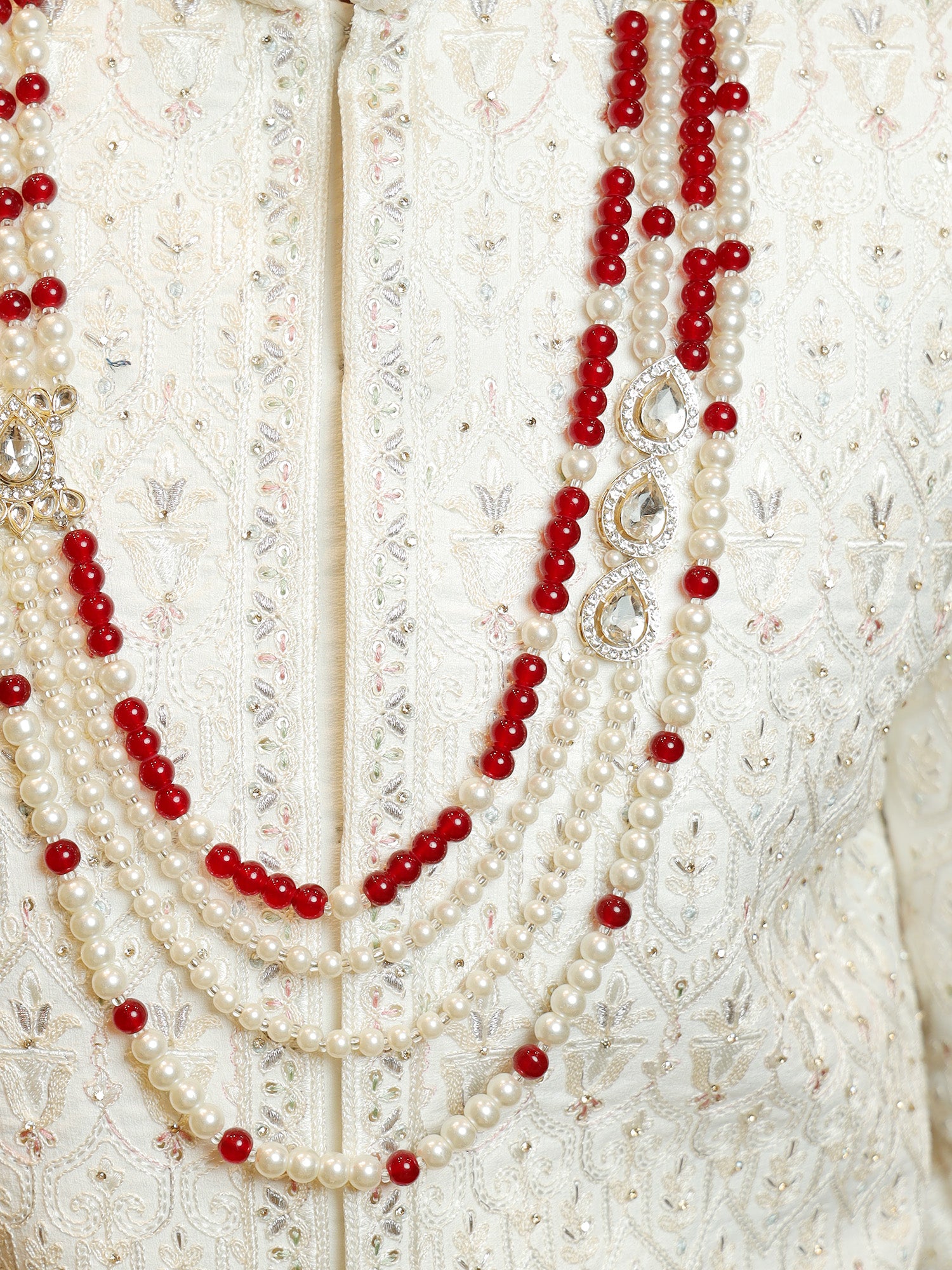 Crystalline Pearl Dance Mala with Ruby Highlights