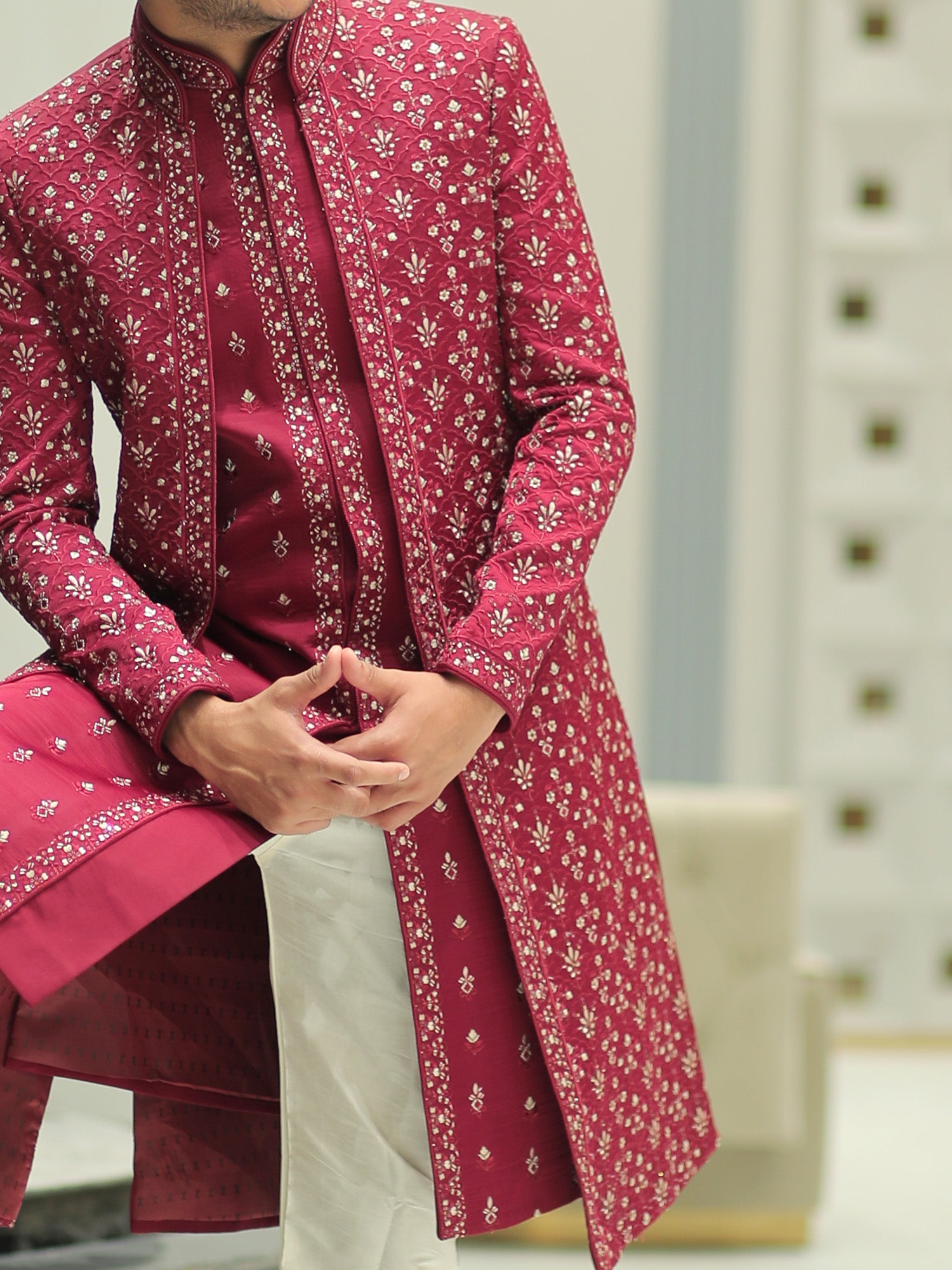 Vivek Indo Pastel Maroon Western Suit