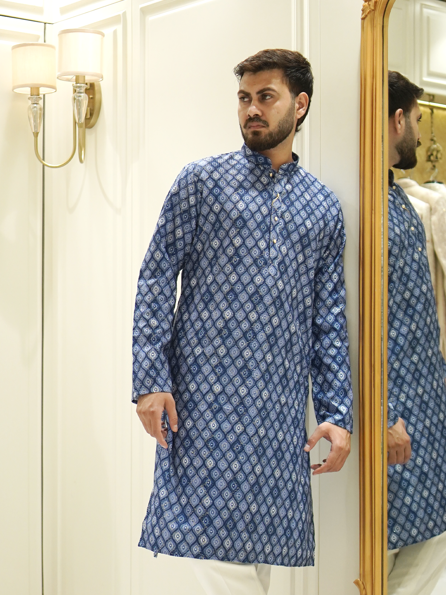 Sapphire Lattice Kurta Set