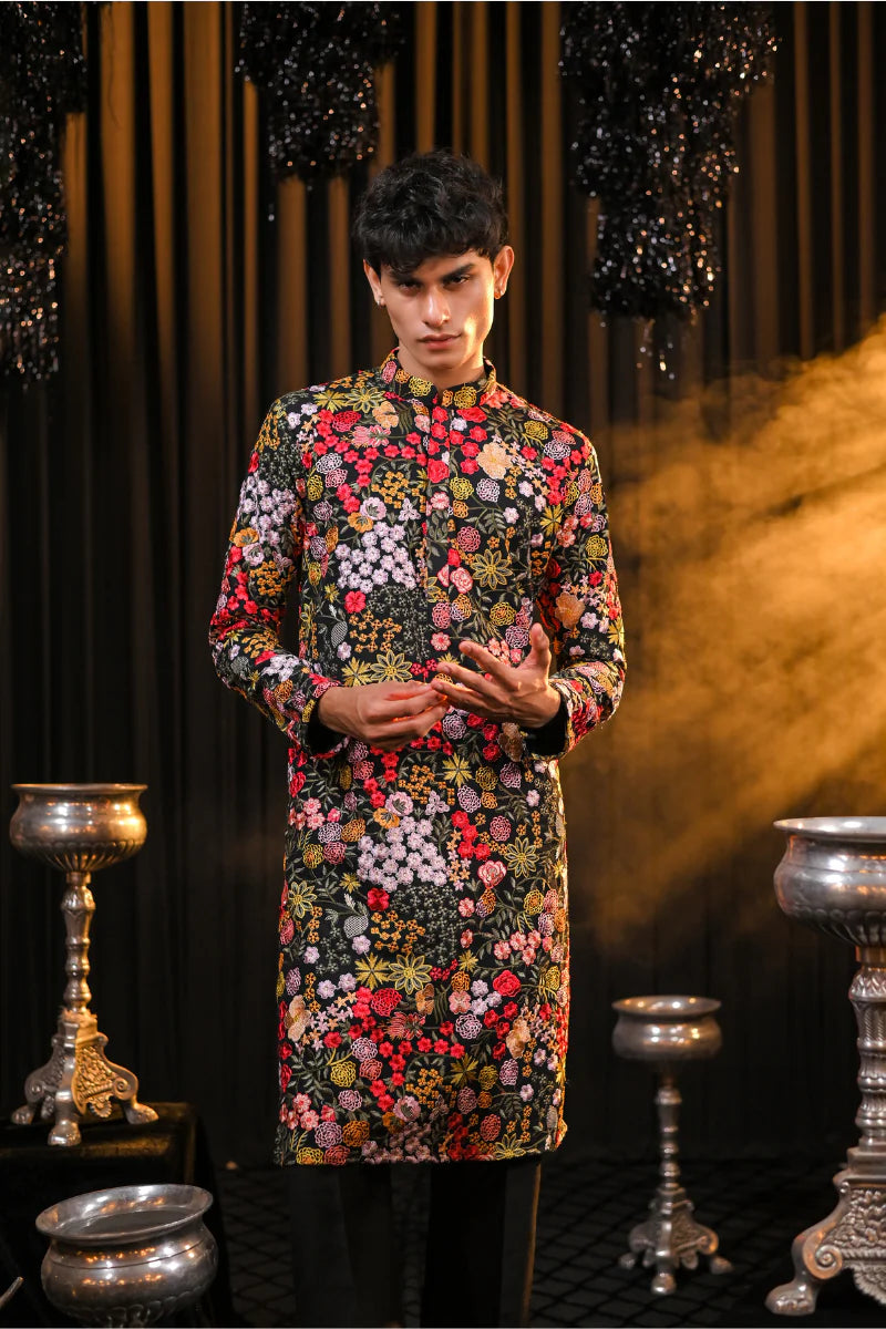 Divine Fancy Georgette Multicolour Embroidery Kurta Set