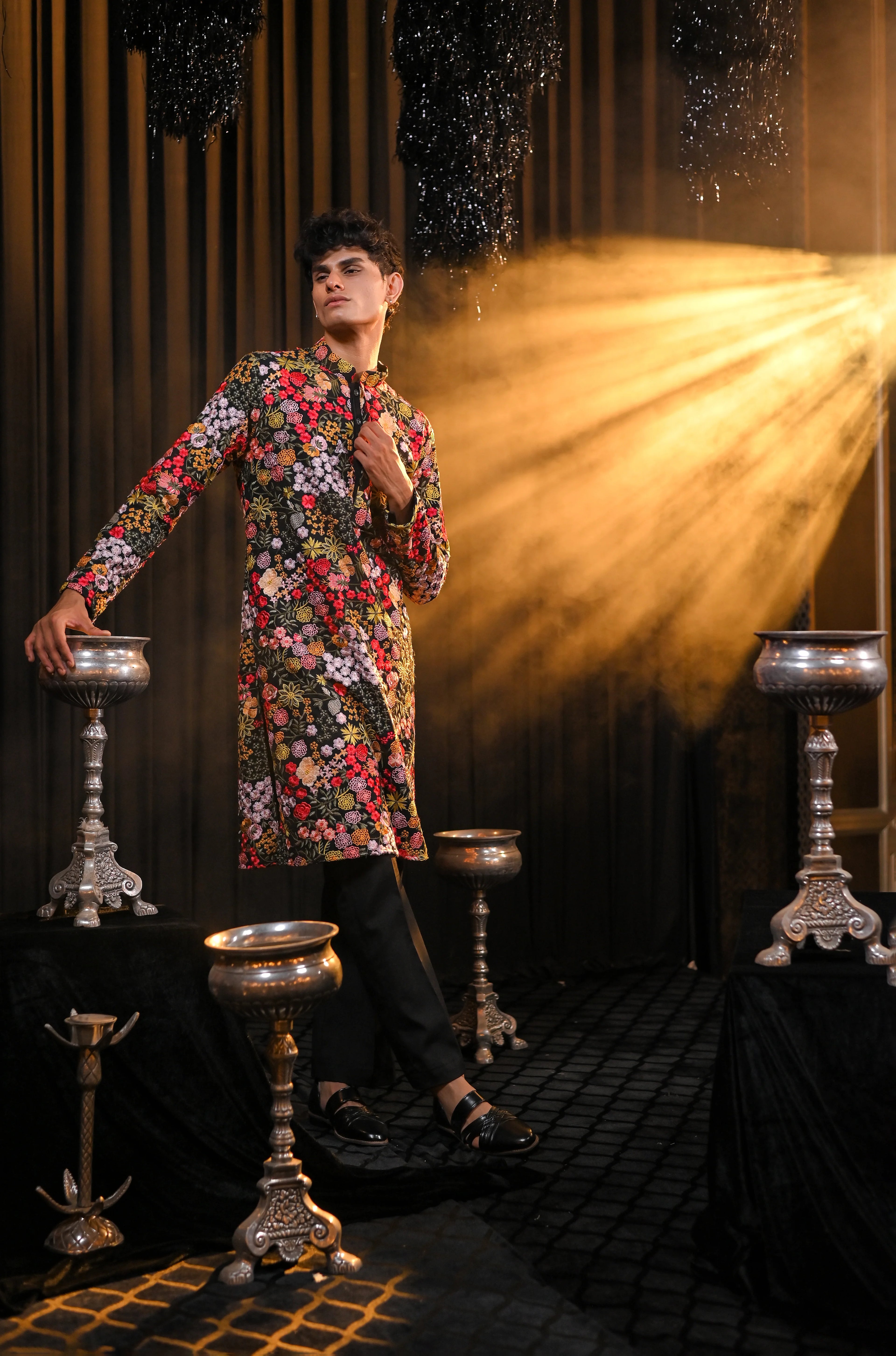 Divine Fancy Georgette Multicolour Embroidery Kurta Set