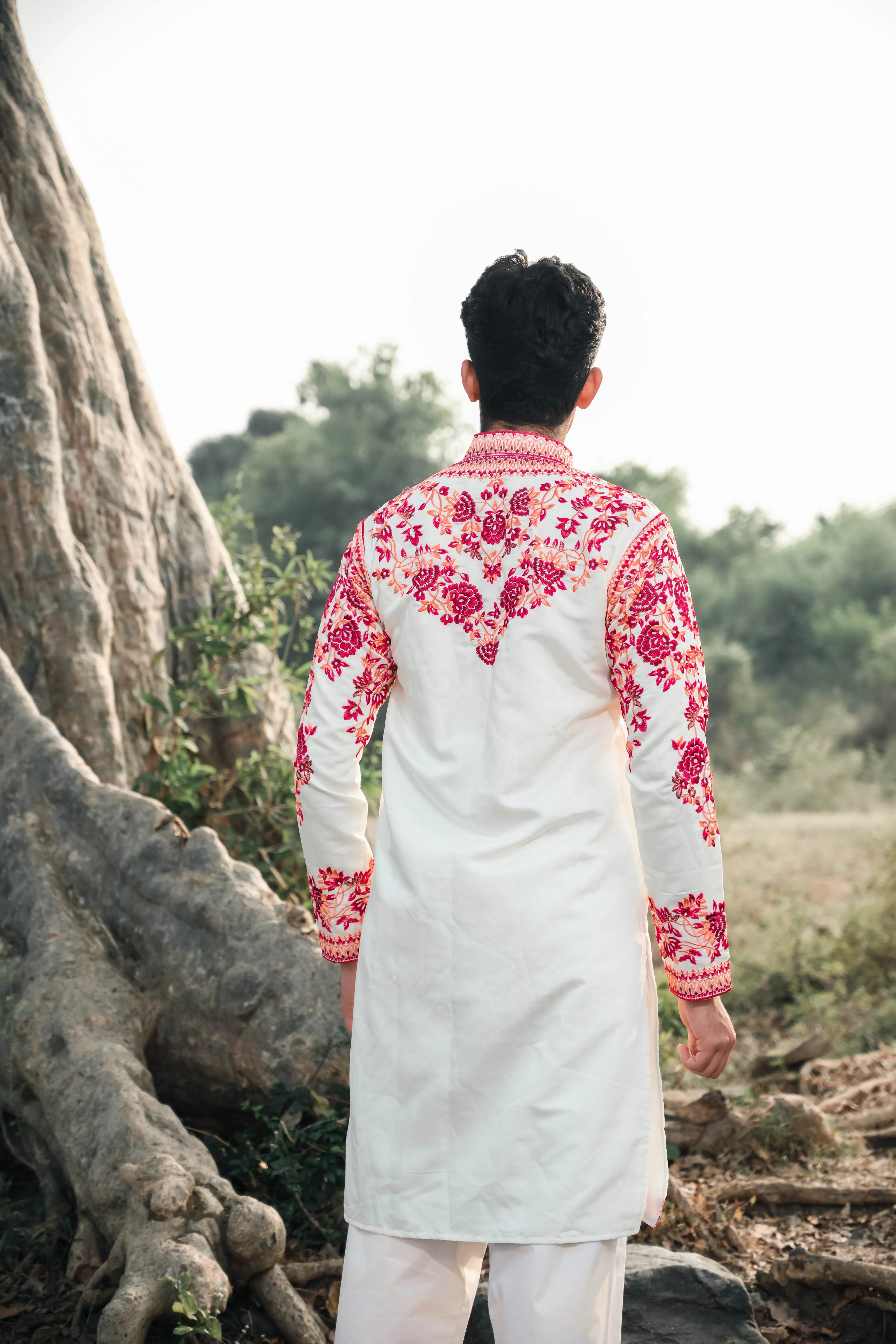 Classic Off White Floral Kurta Set