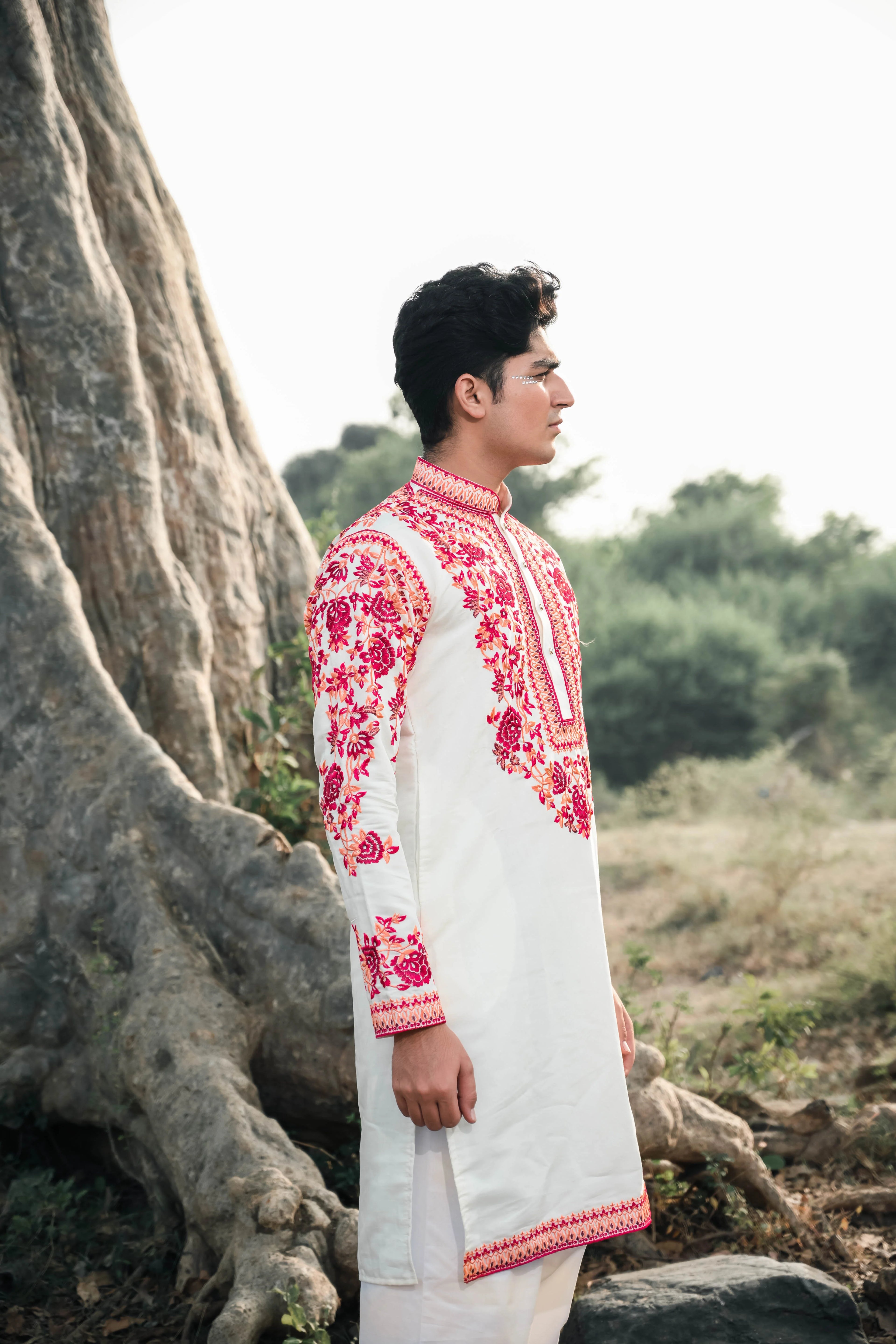 Classic Off White Floral Kurta Set