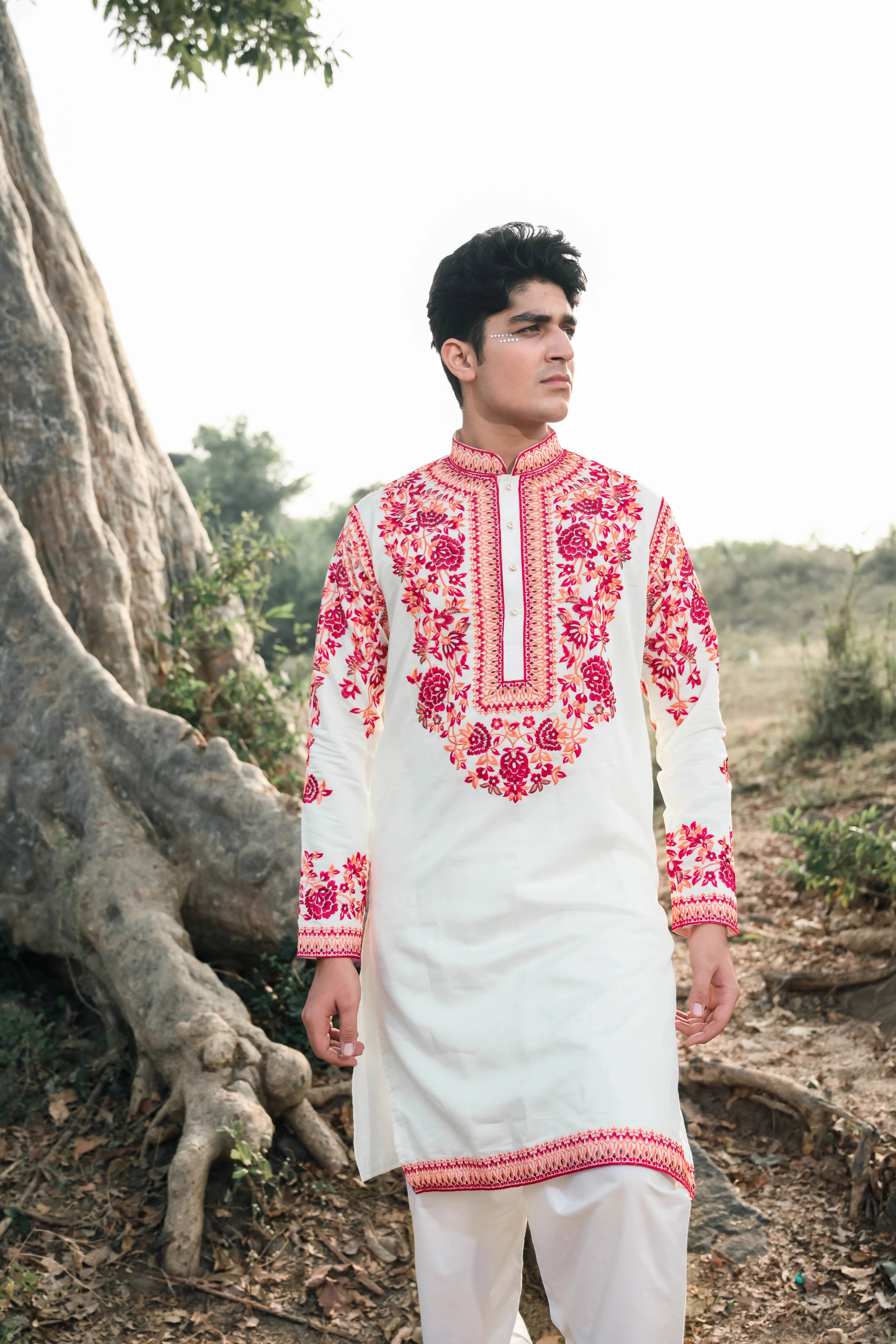 Classic Off White Floral Kurta Set