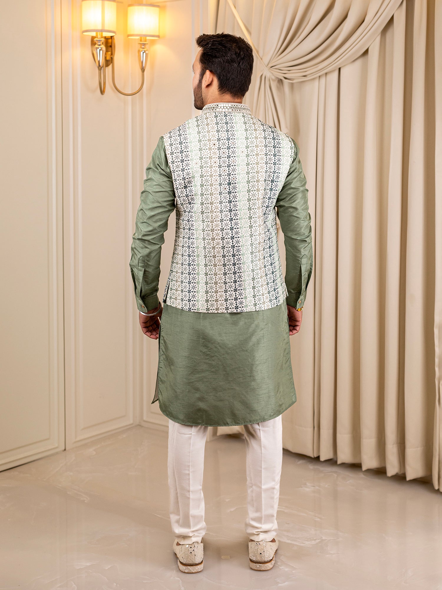 Aditya's Green Glory Kurta Pajama with Jacket