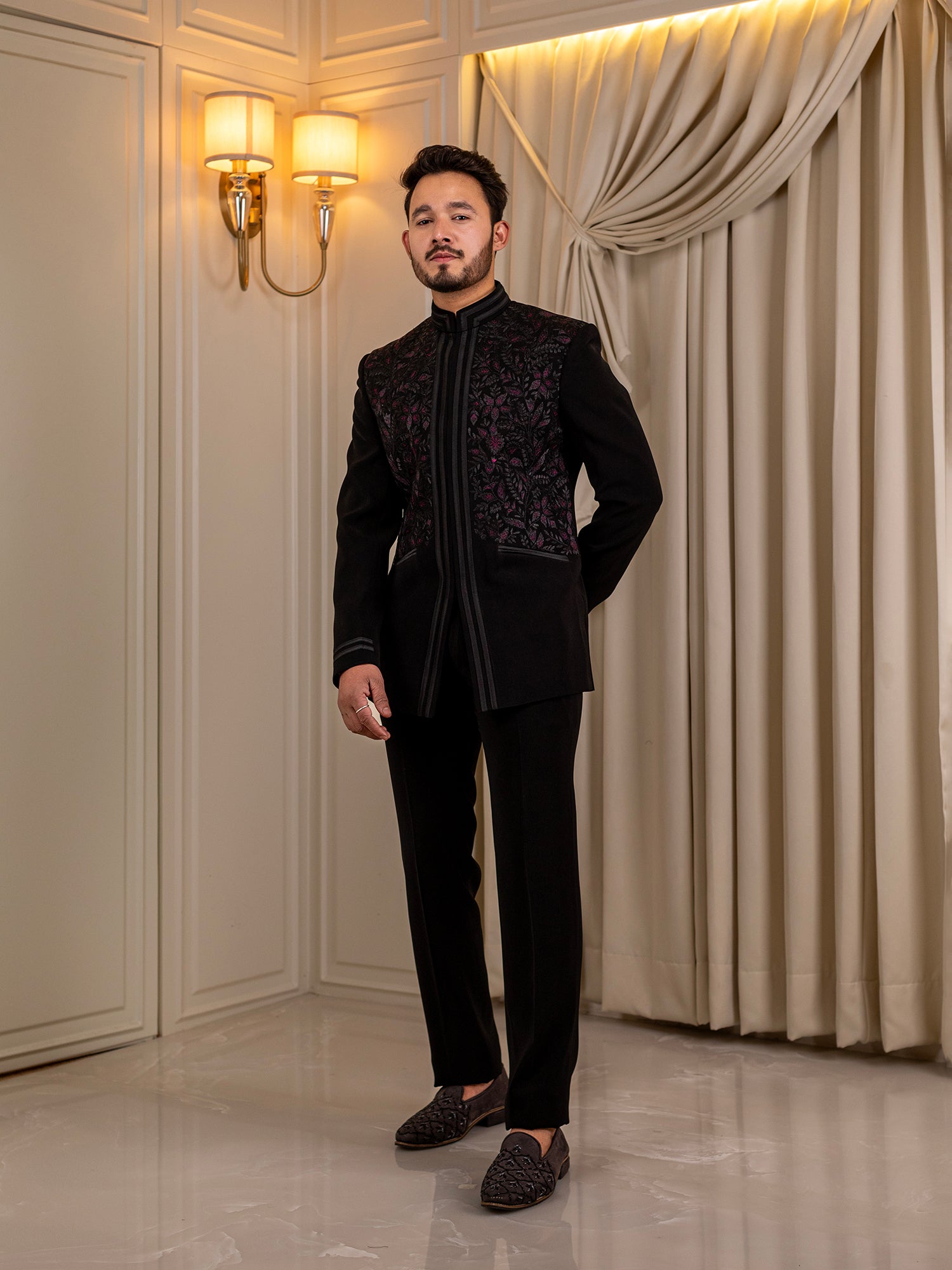 Jet Black Jubilee Jodhpuri Suit