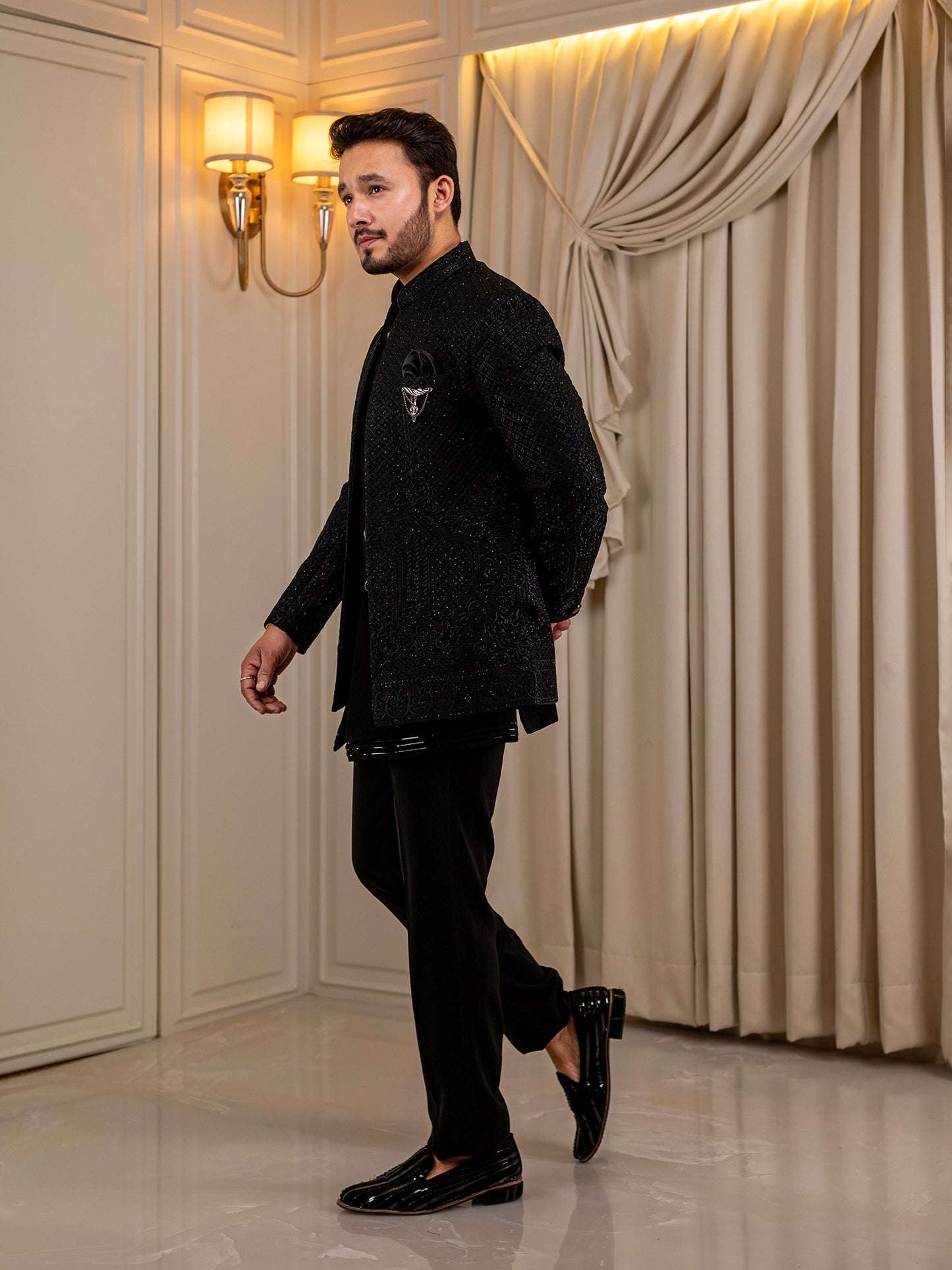 Black Velvet Brilliance Jodhpuri Suit