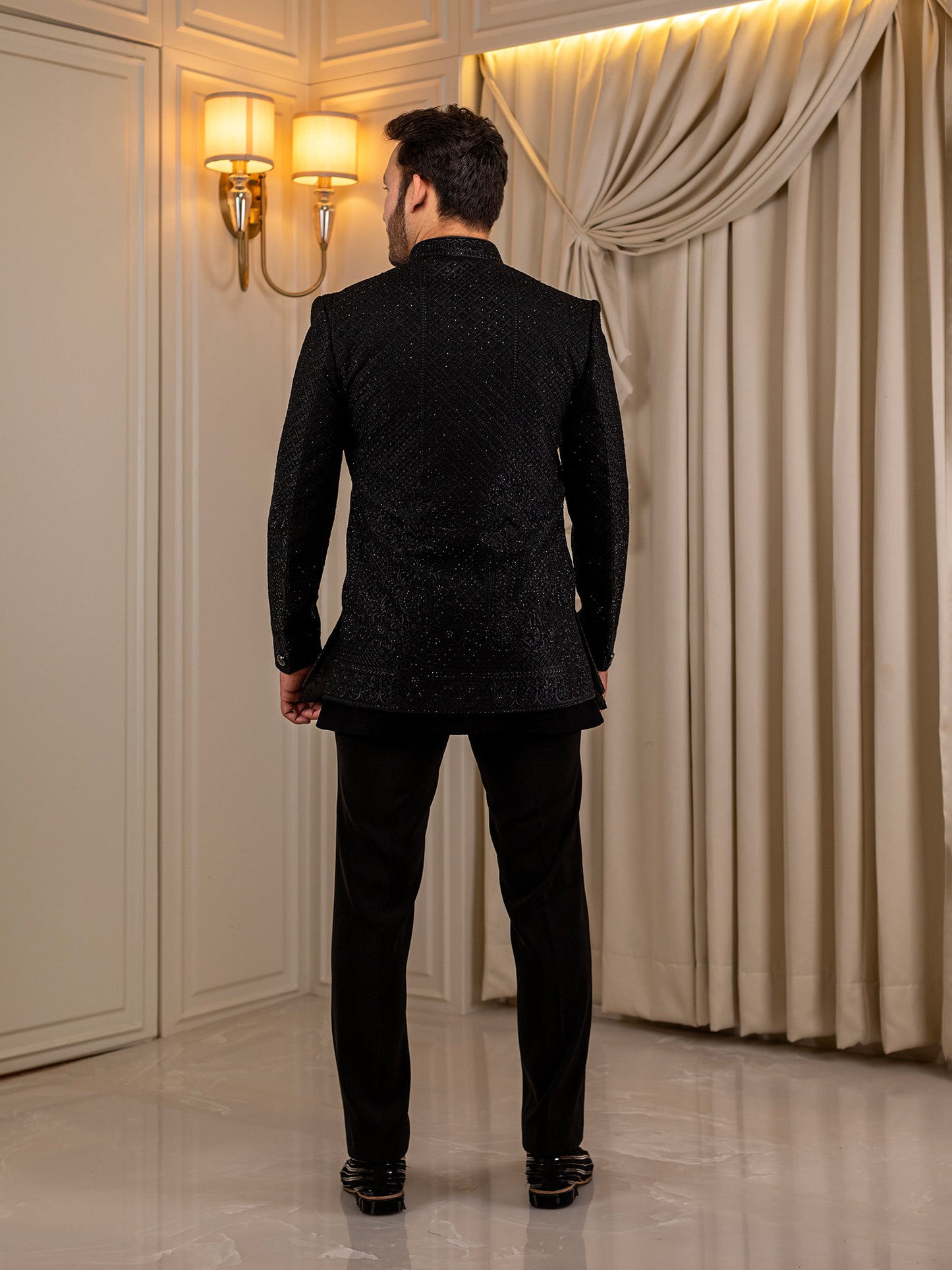 Black Velvet Brilliance Jodhpuri Suit