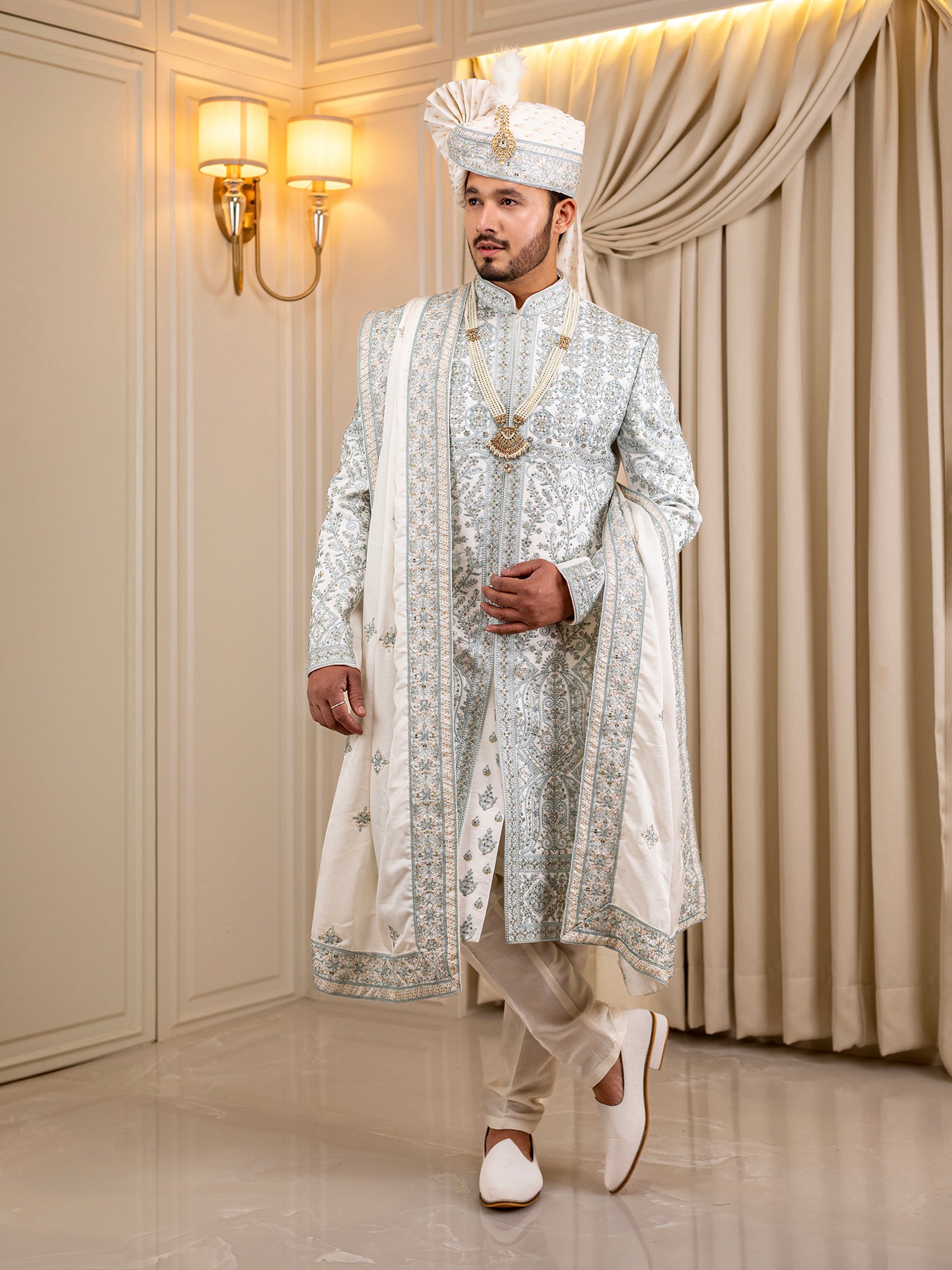 Ajay's Zenith White Zephyr Sherwani