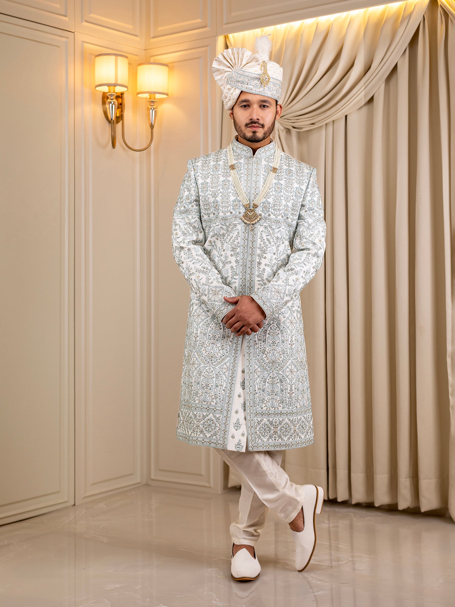 Ajay's Zenith White Zephyr Sherwani
