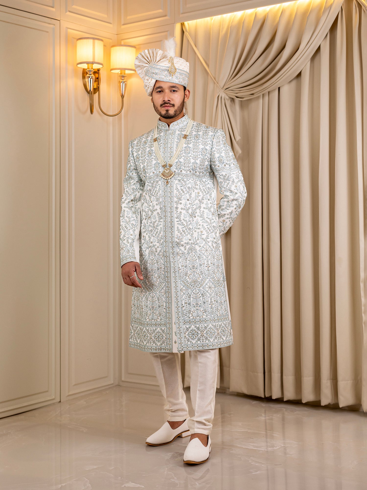 Ajay's Zenith White Zephyr Sherwani