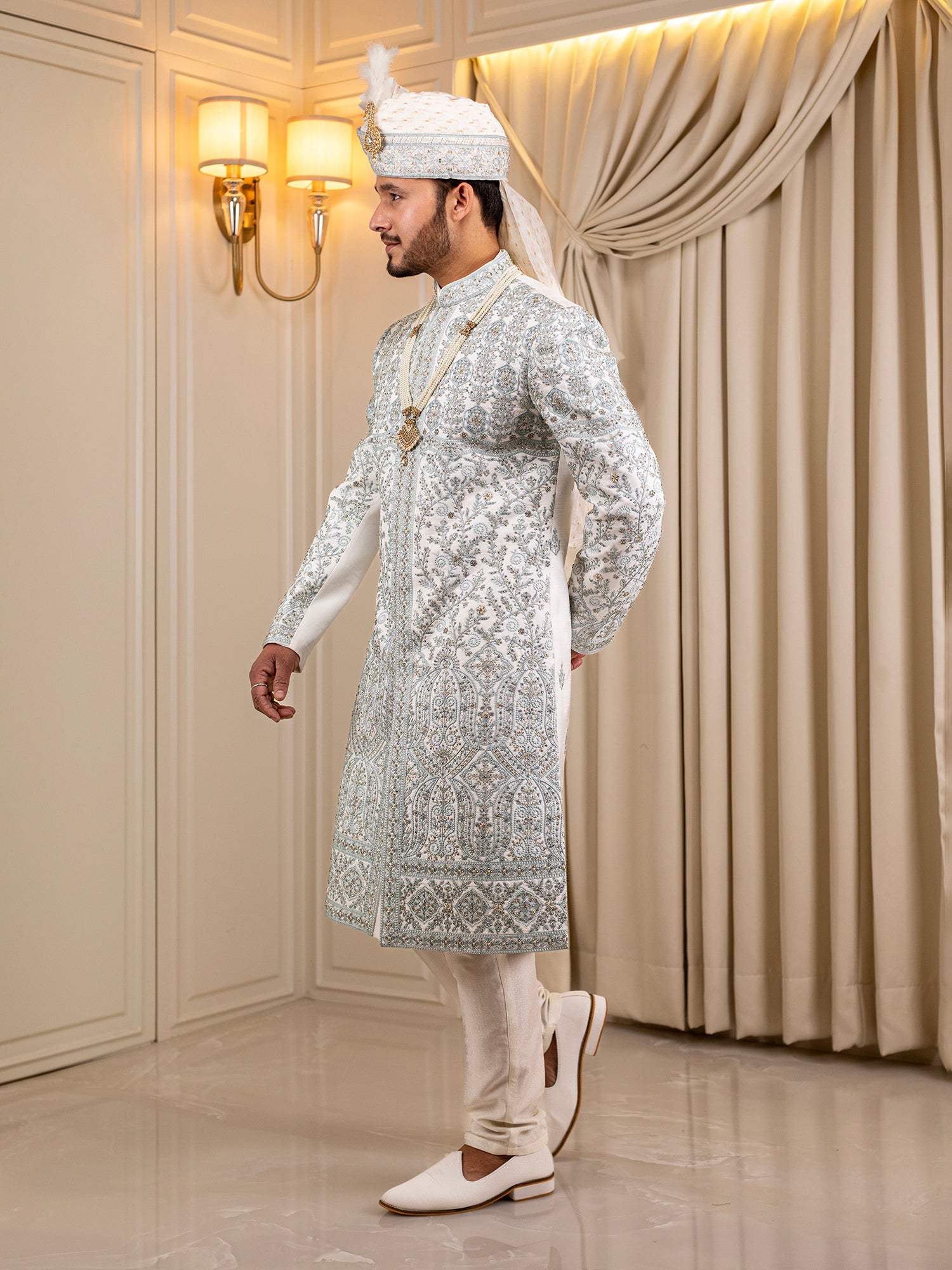 Ajay's Zenith White Zephyr Sherwani