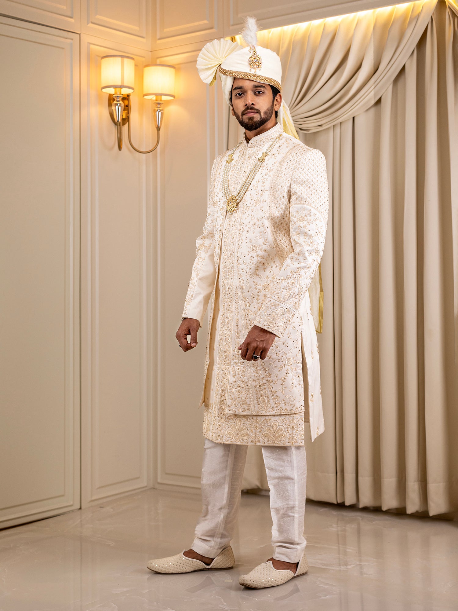 Rohit's Radiant Frost Sherwani