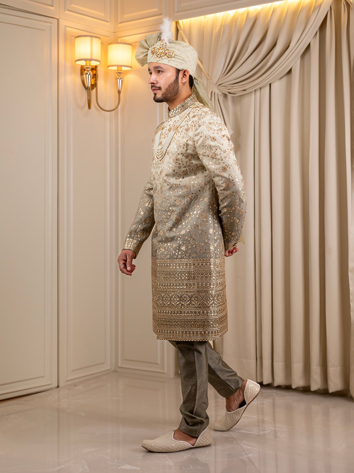 Emerald Elegance Sherwani
