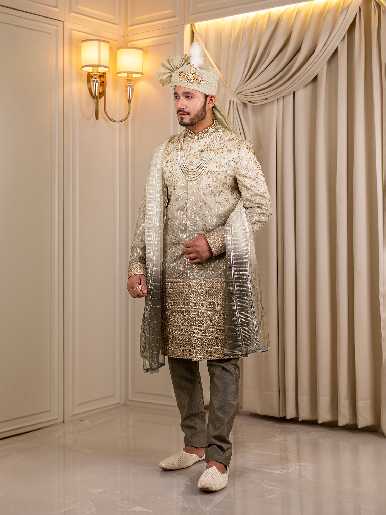 Emerald Elegance Sherwani
