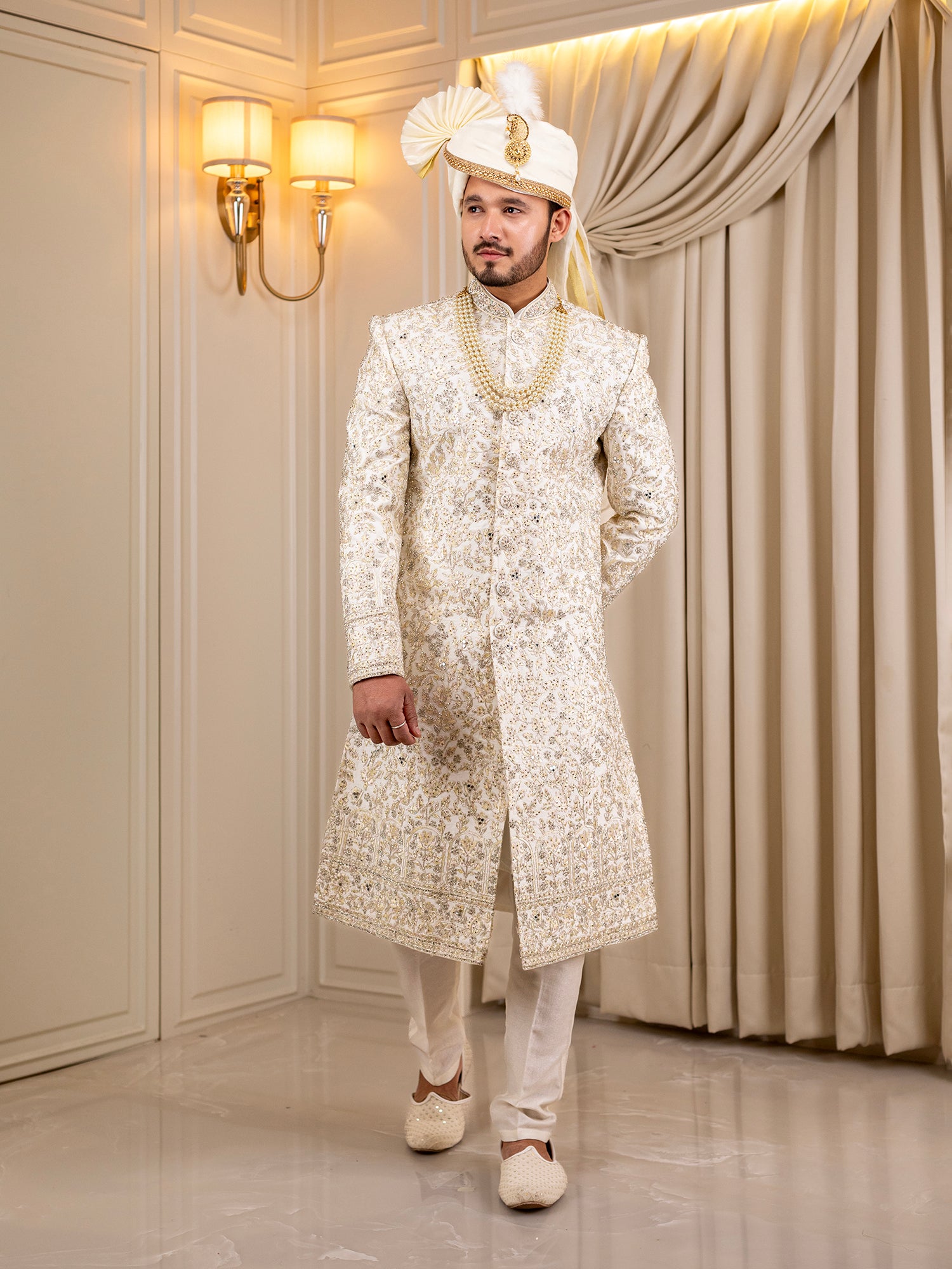 Shiv's Silk Snowfall Sherwani