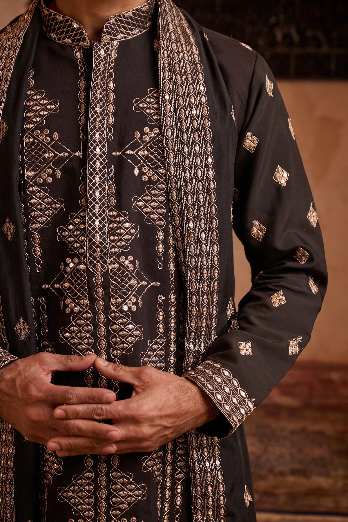 Black Festive Kurta Set