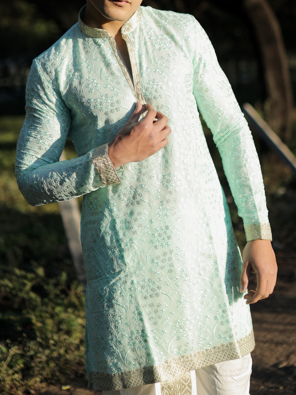 Sahil Vibrant Citrine Kurta with White Dhoti
