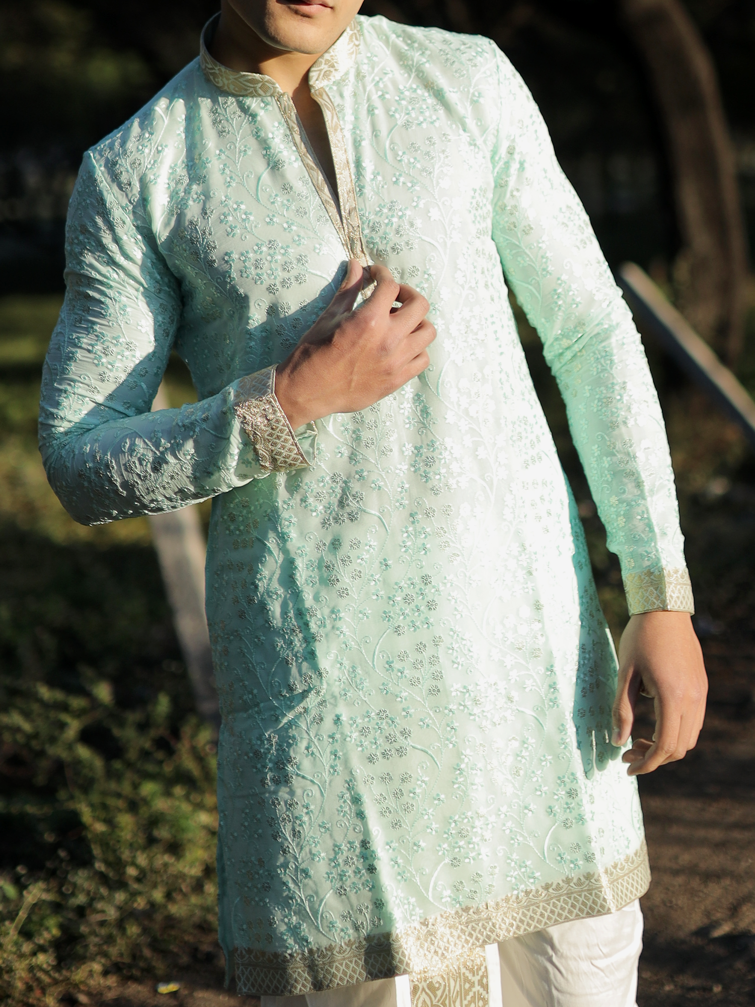 Sahil Vibrant Citrine Kurta with White Dhoti