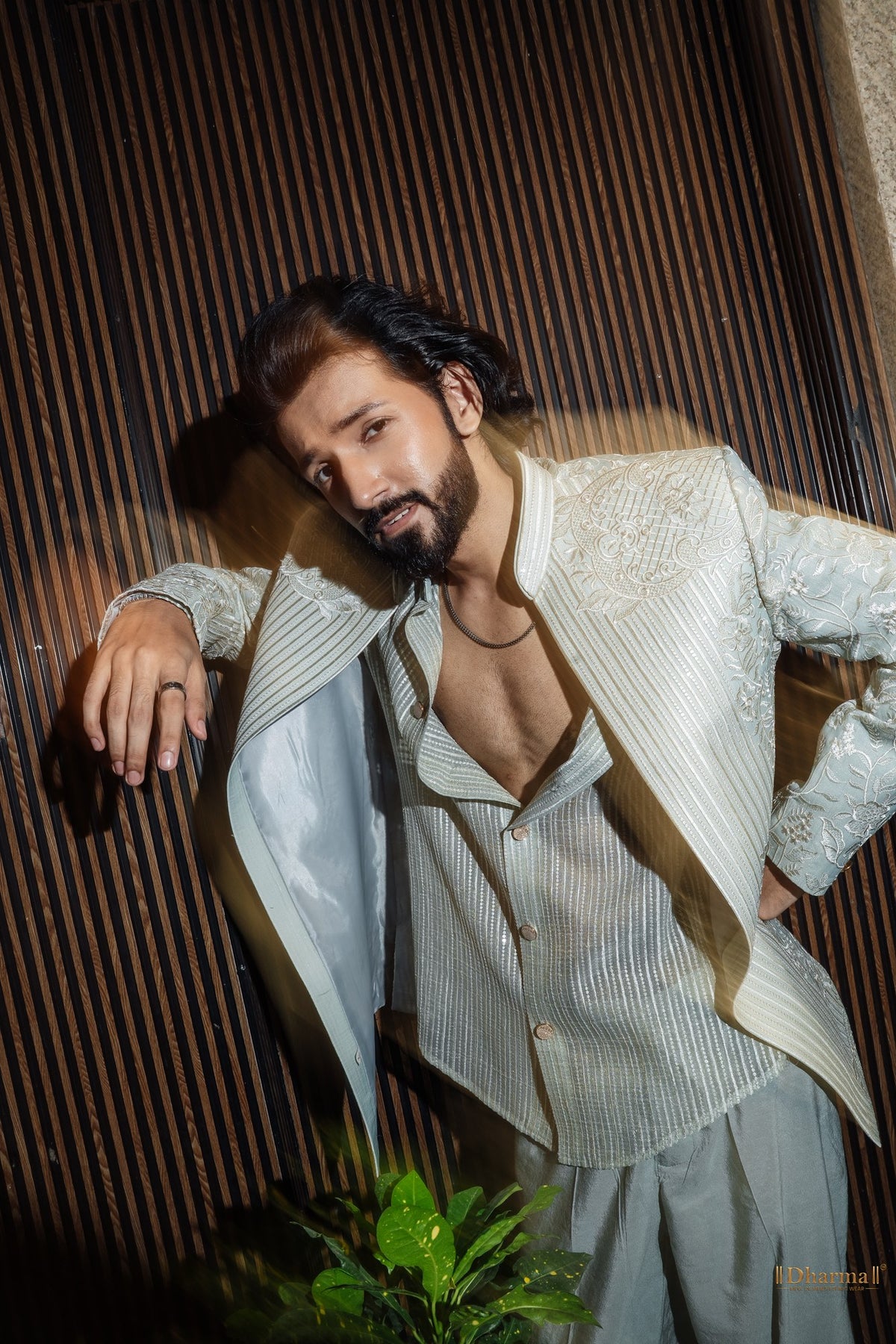 Chandni sage open indo western for groom - lifestyle shot - design 10031