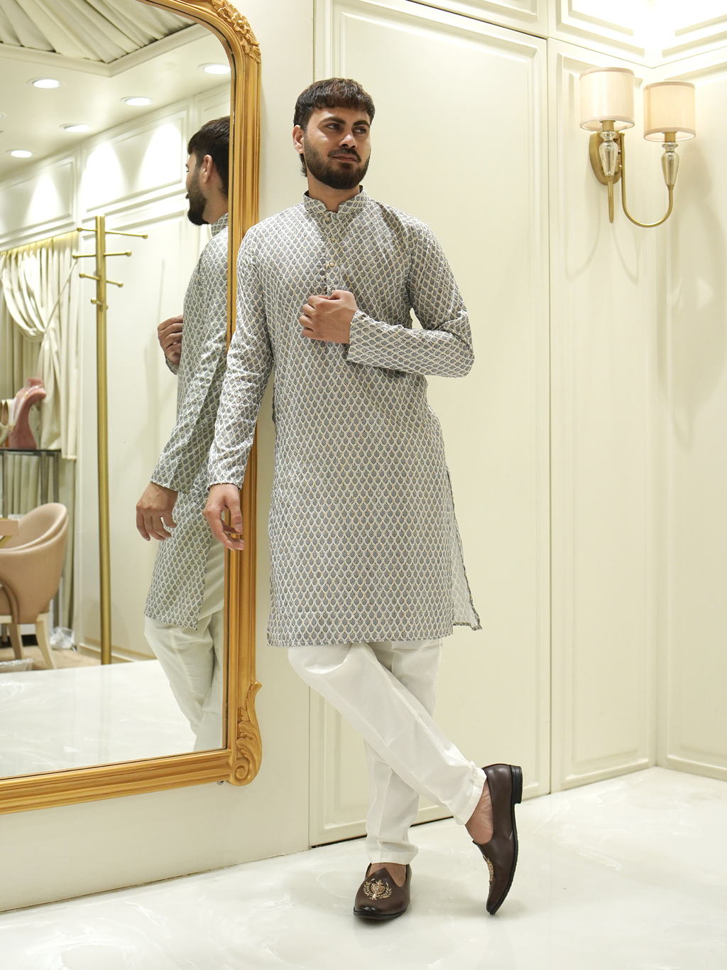 Silver Weave Kurta Set