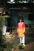 Spark Pink and Yellow Silk Kurta Set