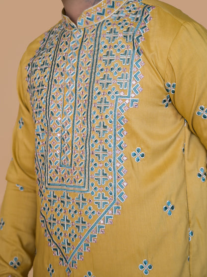 Samarth's Yellow Blossom Kurta Pajama