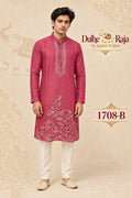 Rani pink embroidered kurta set for groom - Dulhe Raja Bhopal design 1708-B