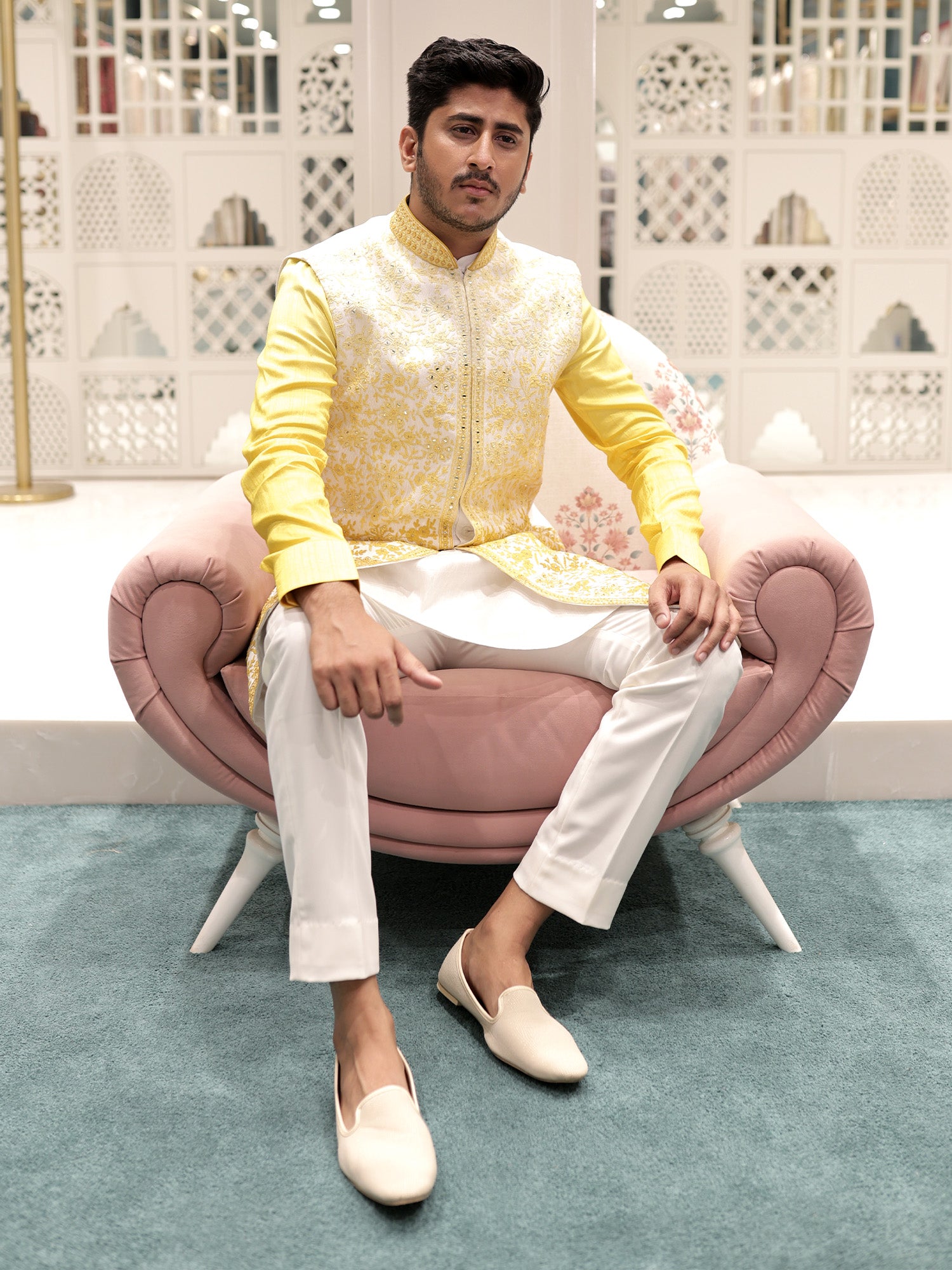 Mohit Yellow Shade Sherwani