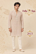Blush beige thread work kurta set - Dulhe Raja Bhopal design 2023