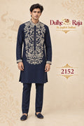Navy blue embroidered kurta set for groom - Dulhe Raja Bhopal design 2152