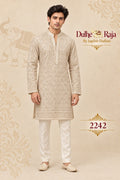 Ivory chikankari kurta set for groom - Dulhe Raja Bhopal design 2242