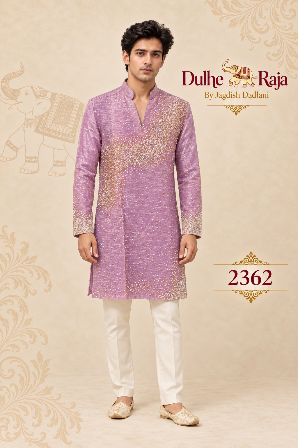Lavender sequin kurta set for groom - Dulhe Raja Bhopal design 2362