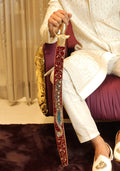 Royal Maroon Peacock Beaded Wedding Sword