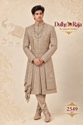 Taupe embroidered wedding sherwani - Dulhe Raja Bhopal design 2549-KP