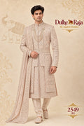 Rose blush embroidered wedding sherwani - Dulhe Raja Bhopal design 2549-RG