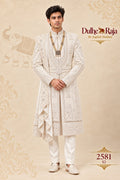 Ivory pearl work wedding sherwani - Dulhe Raja Bhopal design 2581-S2