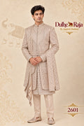 Blush wedding sherwani with shoulder drape - Dulhe Raja Bhopal design 2601-RG