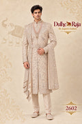 Blush peach wedding sherwani with dupatta - Dulhe Raja Bhopal design 2602-RG