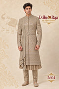 Sand beige wedding sherwani with belt - Dulhe Raja Bhopal design 2604-KP