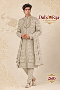 Pista sage wedding sherwani with drape - Dulhe Raja Bhopal design 2605-PISTA