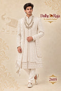 Ivory wedding sherwani with dupatta - Dulhe Raja Bhopal design 2605-S3