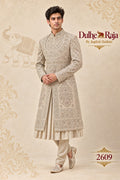 Pista sage wedding sherwani with pleated panel - Dulhe Raja Bhopal design 2609-PISTA