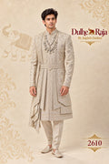Beige layered wedding sherwani - Dulhe Raja Bhopal design 2610-ANMOL