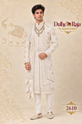 Ivory wedding sherwani with belt - Dulhe Raja Bhopal design 2610-S3